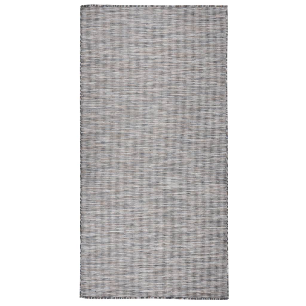 Vidaxl Extérieur tapis plat tissé 100x200 cm brun et bleu
