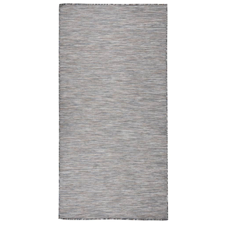 Vidaxl Extérieur tapis plat tissé 100x200 cm brun et bleu