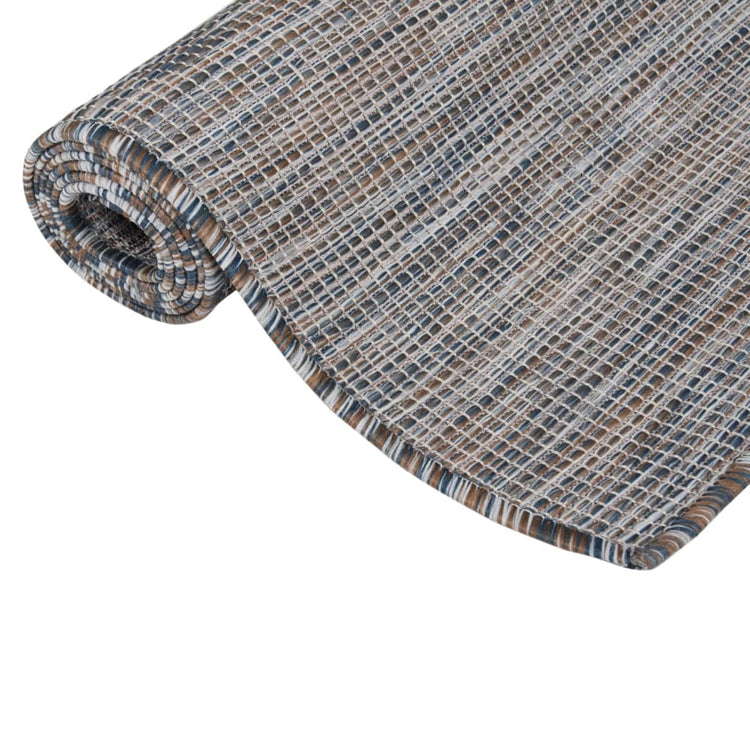 Vidaxl Extérieur tapis plat tissé 100x200 cm brun et bleu
