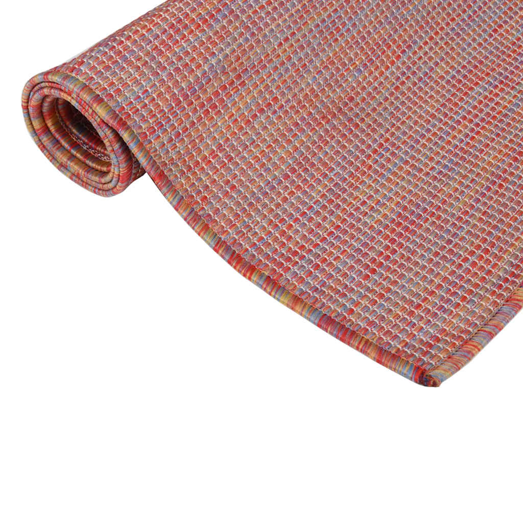 Vidaxl Extérieur tapis plat - tissé 120x170 cm rouge