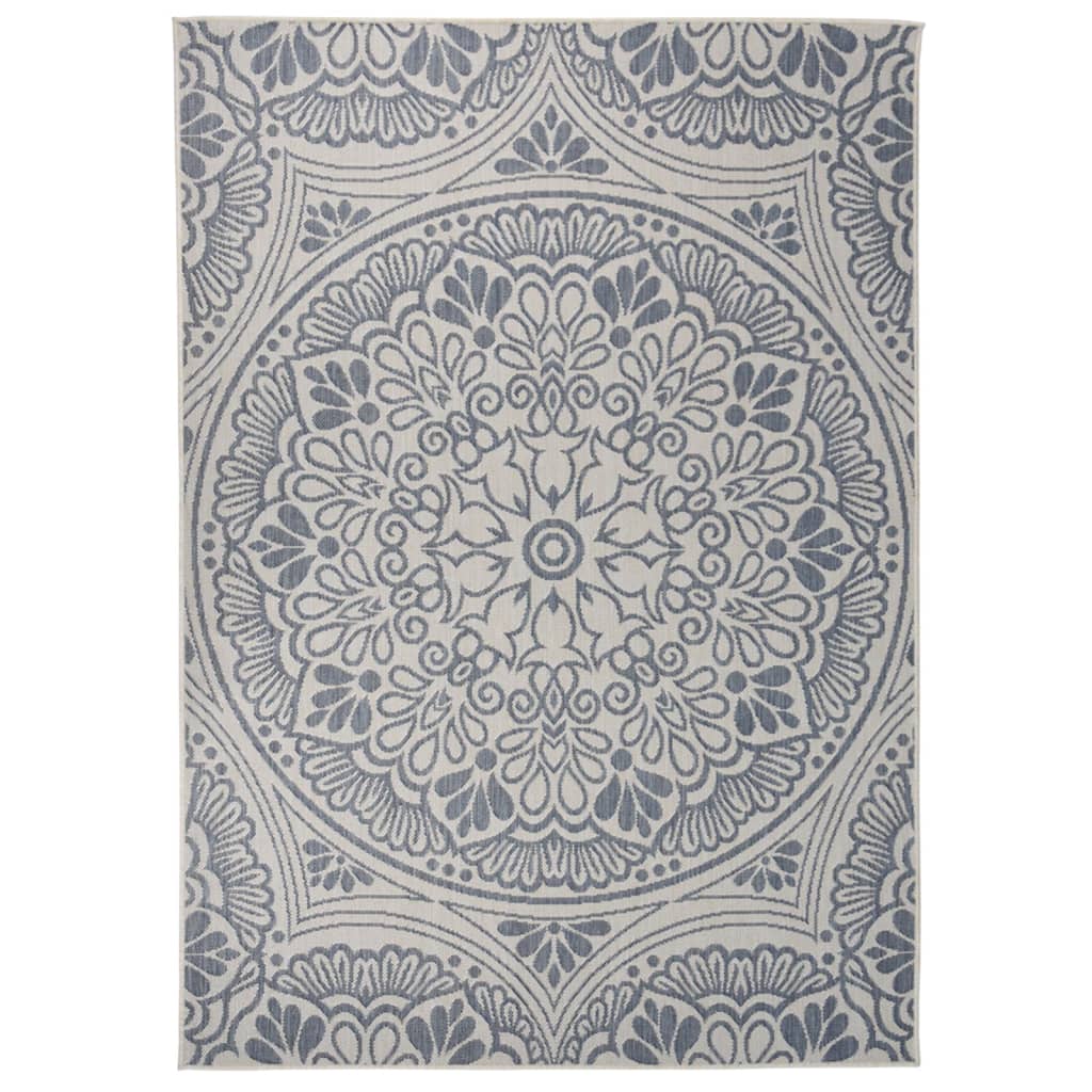 Vidaxl Tapis extérieur avec motif tissé plat 140x200 cm bleu