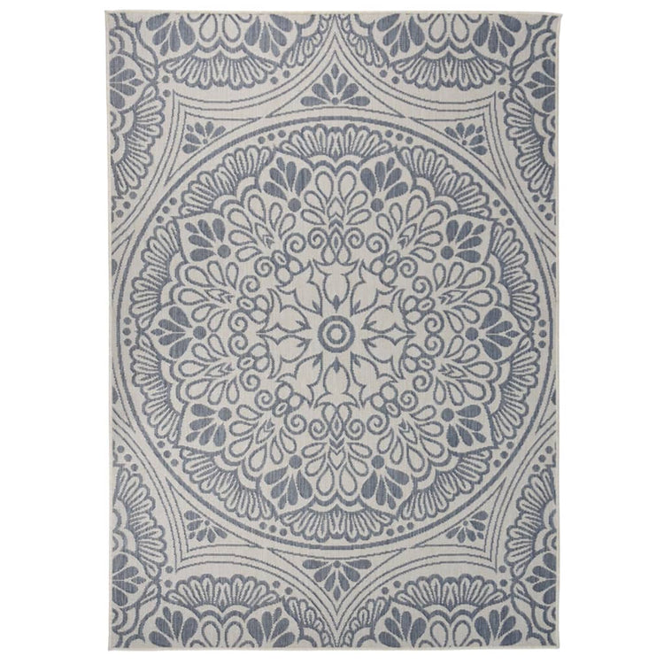 Vidaxl Tapis extérieur avec motif tissé plat 140x200 cm bleu