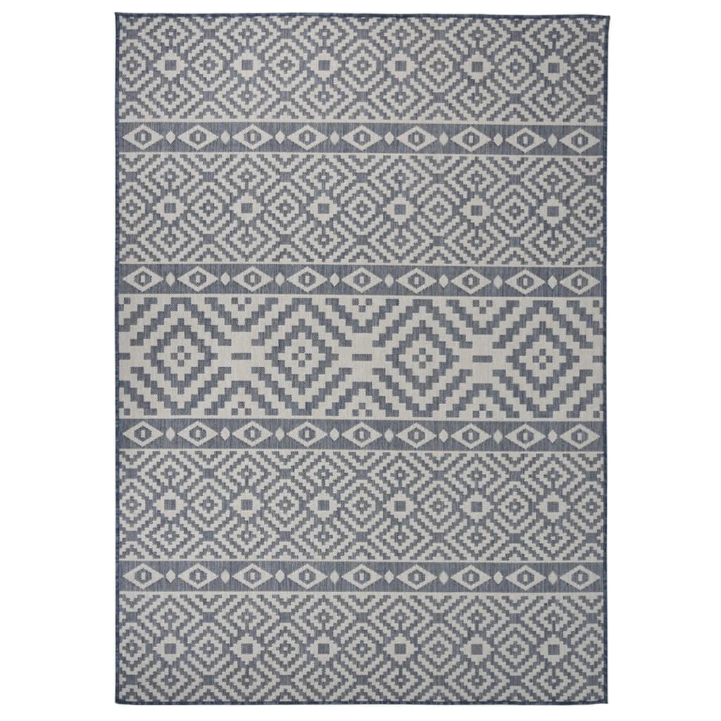 Vidaxl Tapis extérieur avec motif à plat - 120x170 cm en bleu