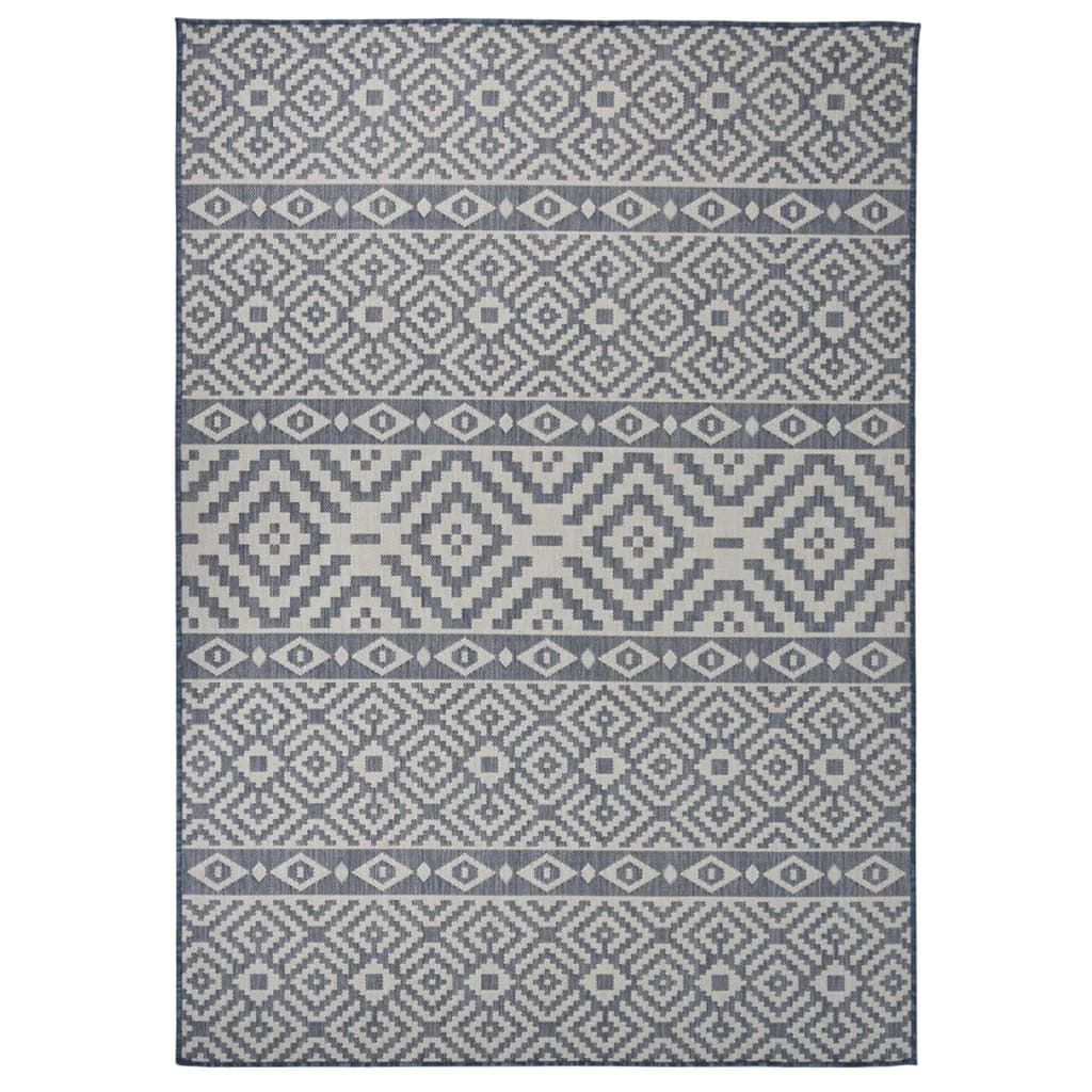 Vidaxl Tapis extérieur avec motif tissé plat 140x200 cm bleu
