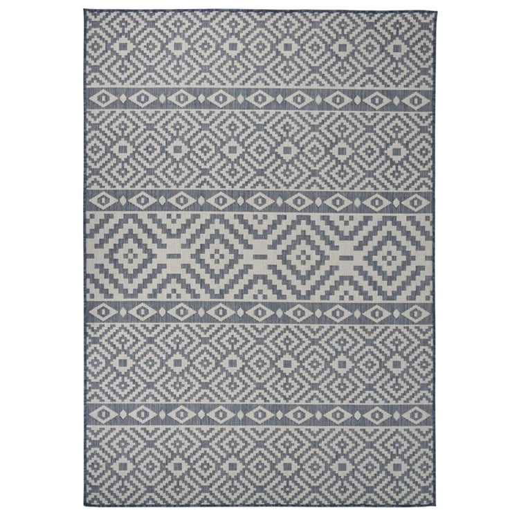 Vidaxl Tapis extérieur avec motif tissé plat 140x200 cm bleu