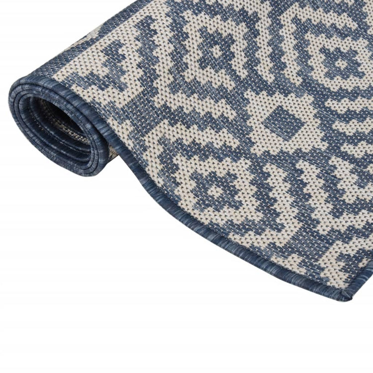 Vidaxl Tapis extérieur avec motif tissé plat 140x200 cm bleu