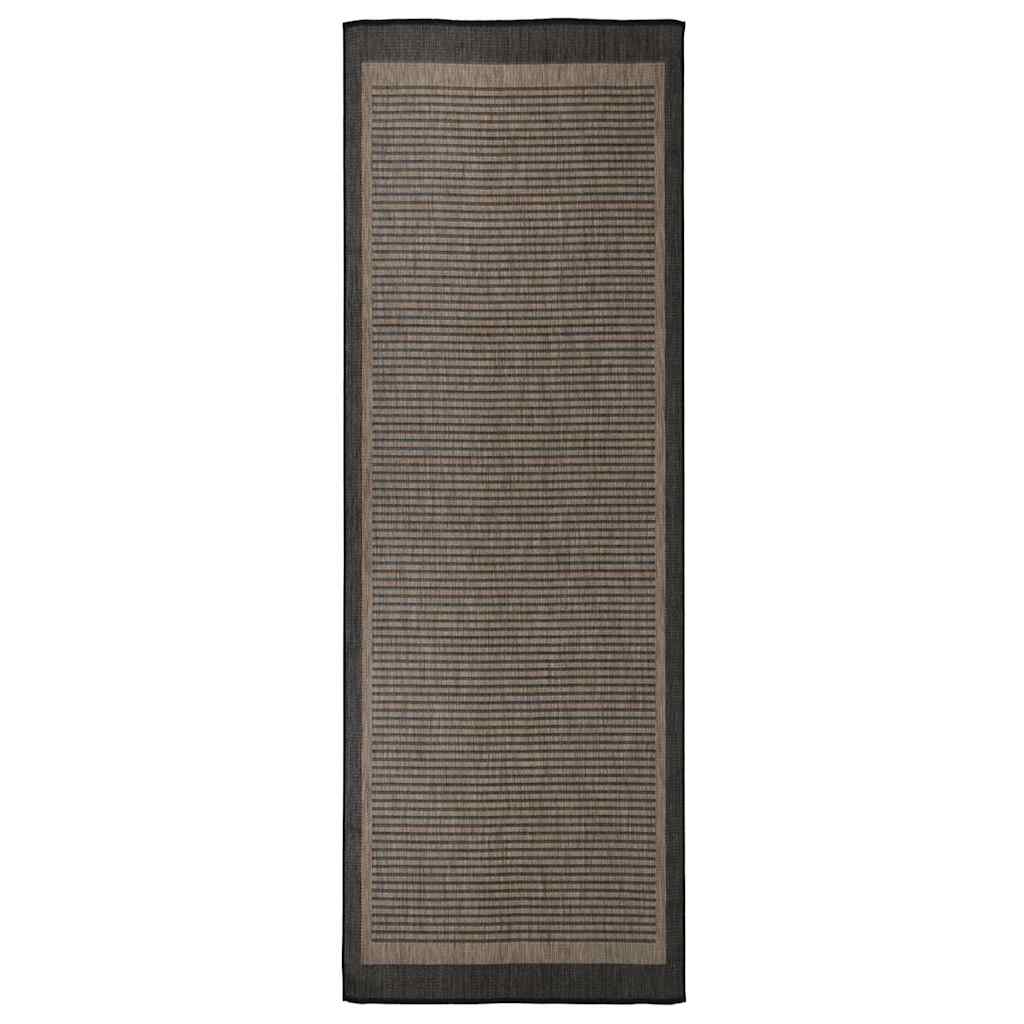 Vidaxl extérieur tapis plat tissé 80x250 cm brun foncé