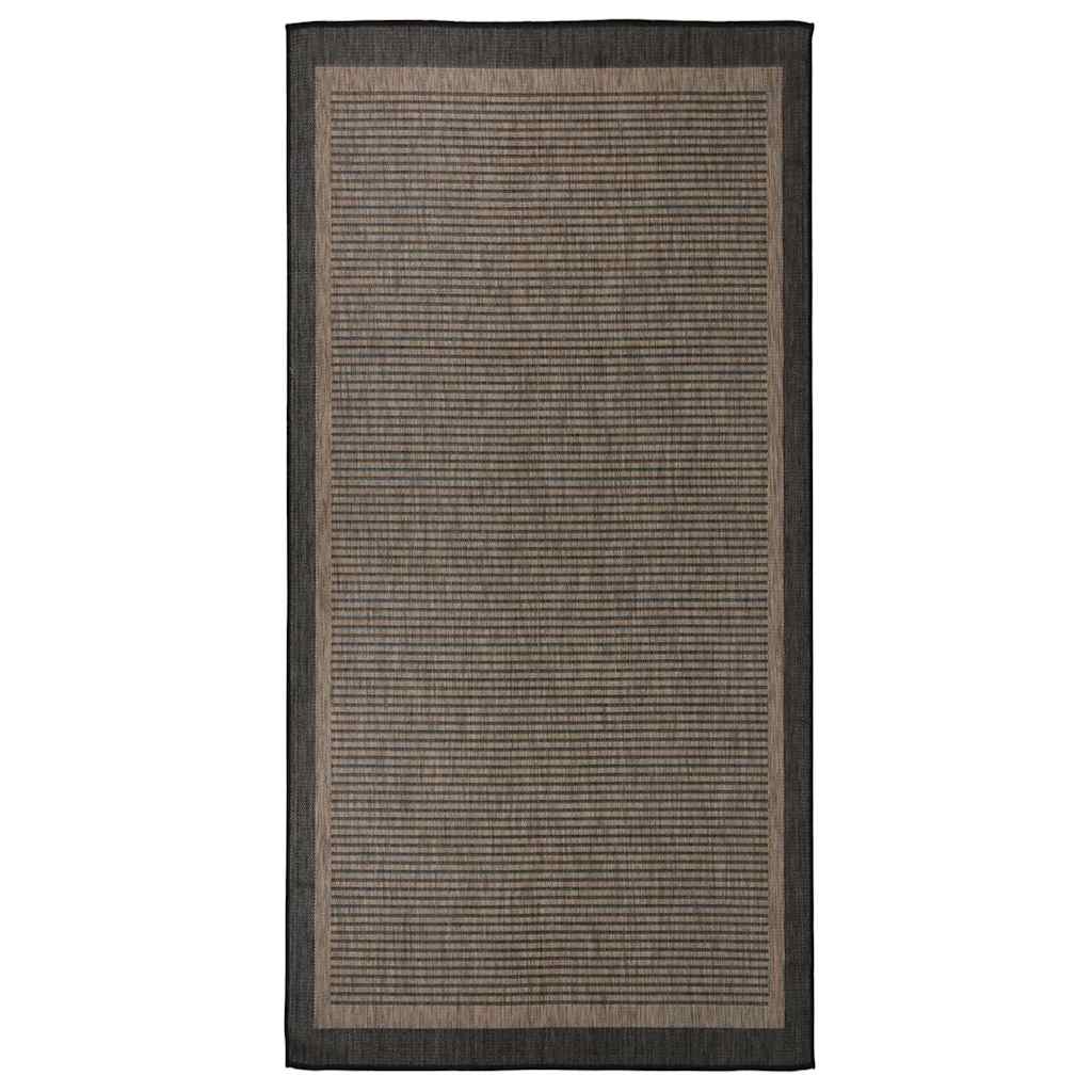 Vidaxl extérieur tapis plat tissé 100x200 cm brun foncé