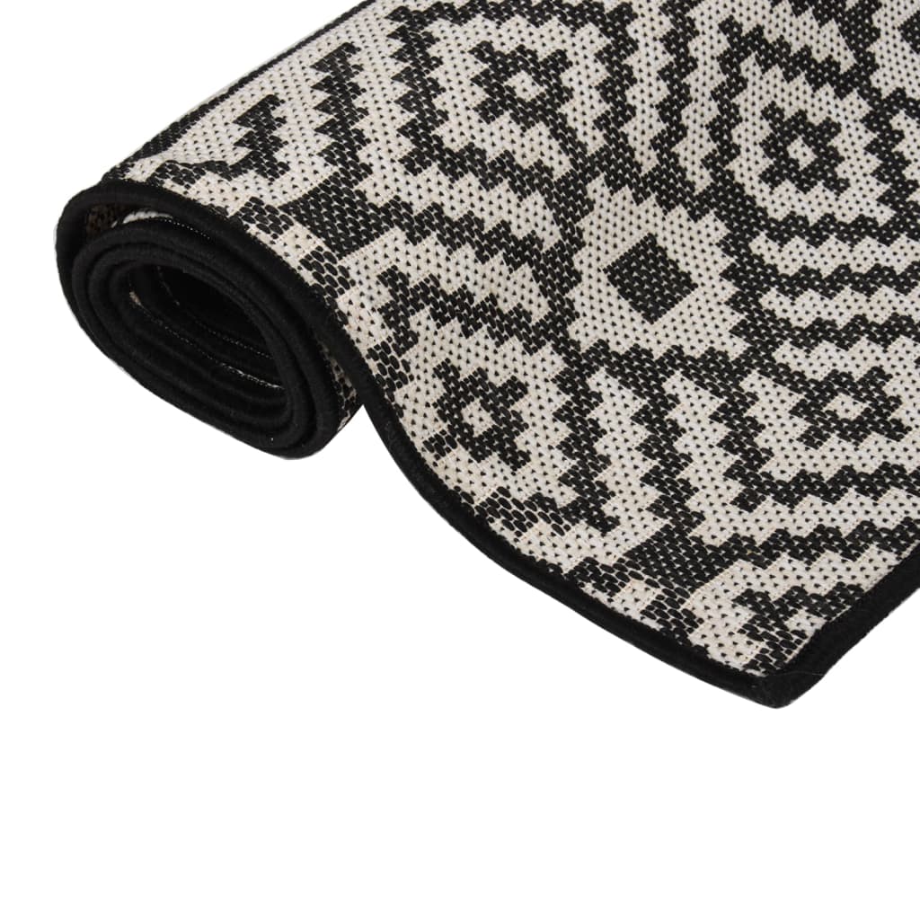 Vidaxl Tapis extérieur avec motif 80x150 cm tissé noir