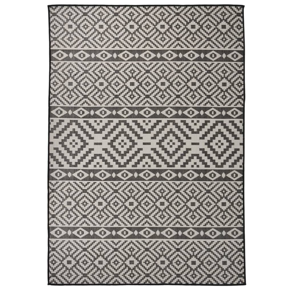 Vidaxl Tapis extérieur avec motif tissé plat 140x200 cm noir