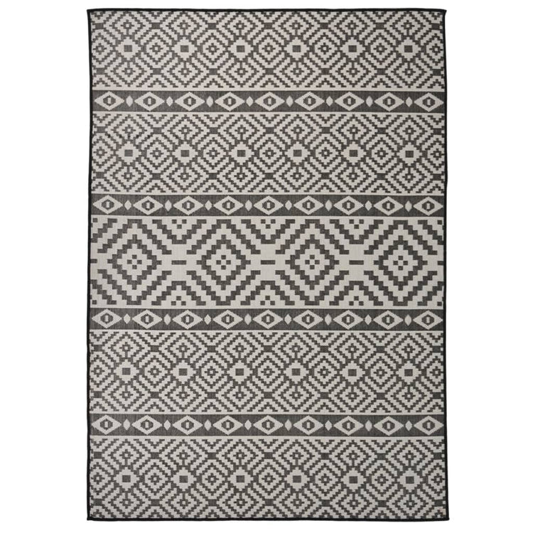 Vidaxl Tapis extérieur avec motif tissé plat 140x200 cm noir