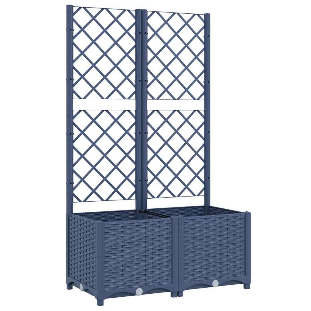 Planteur vidaxl avec slat 80x40x136 cm en polypropène gris foncé