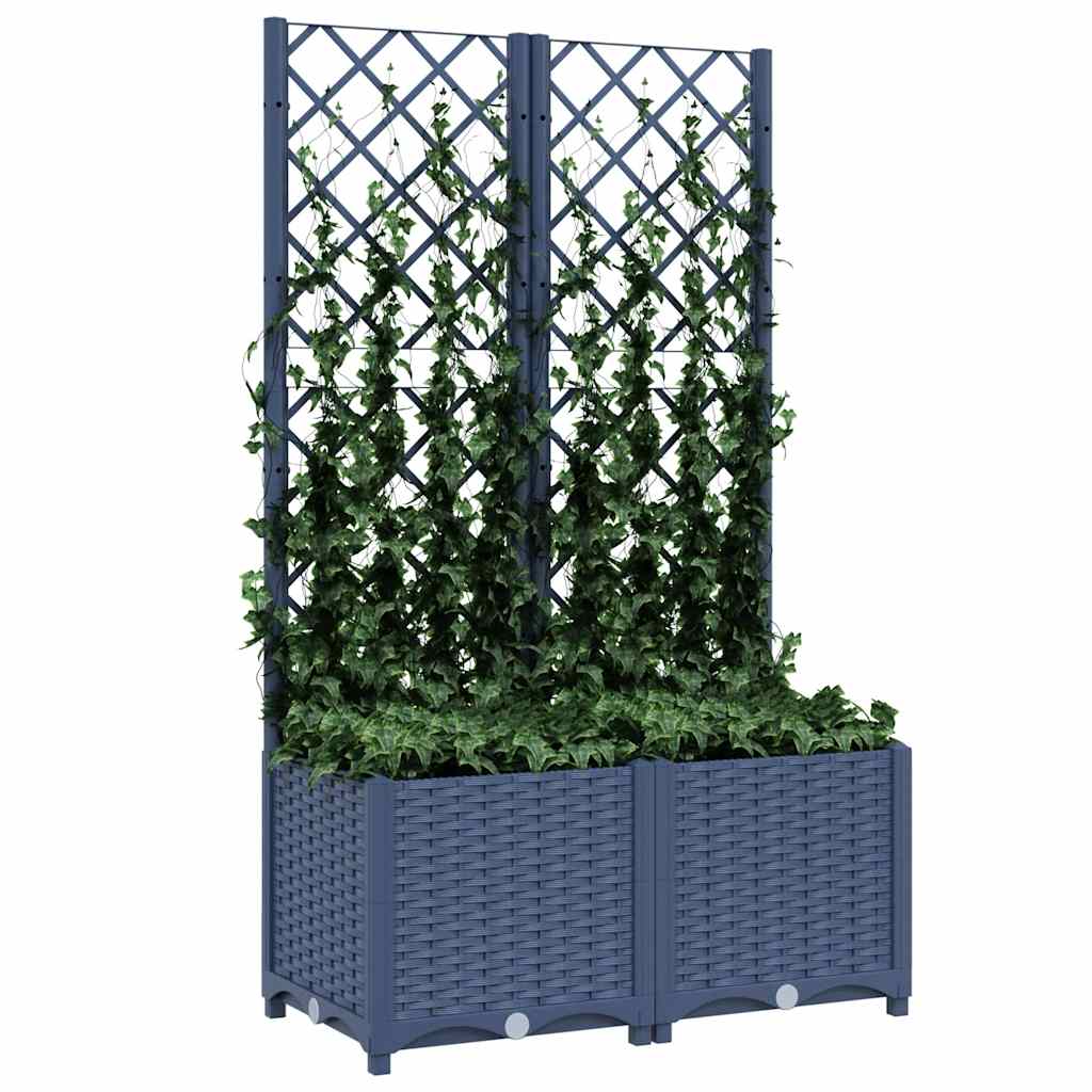 Planteur vidaxl avec slat 80x40x136 cm en polypropène gris foncé