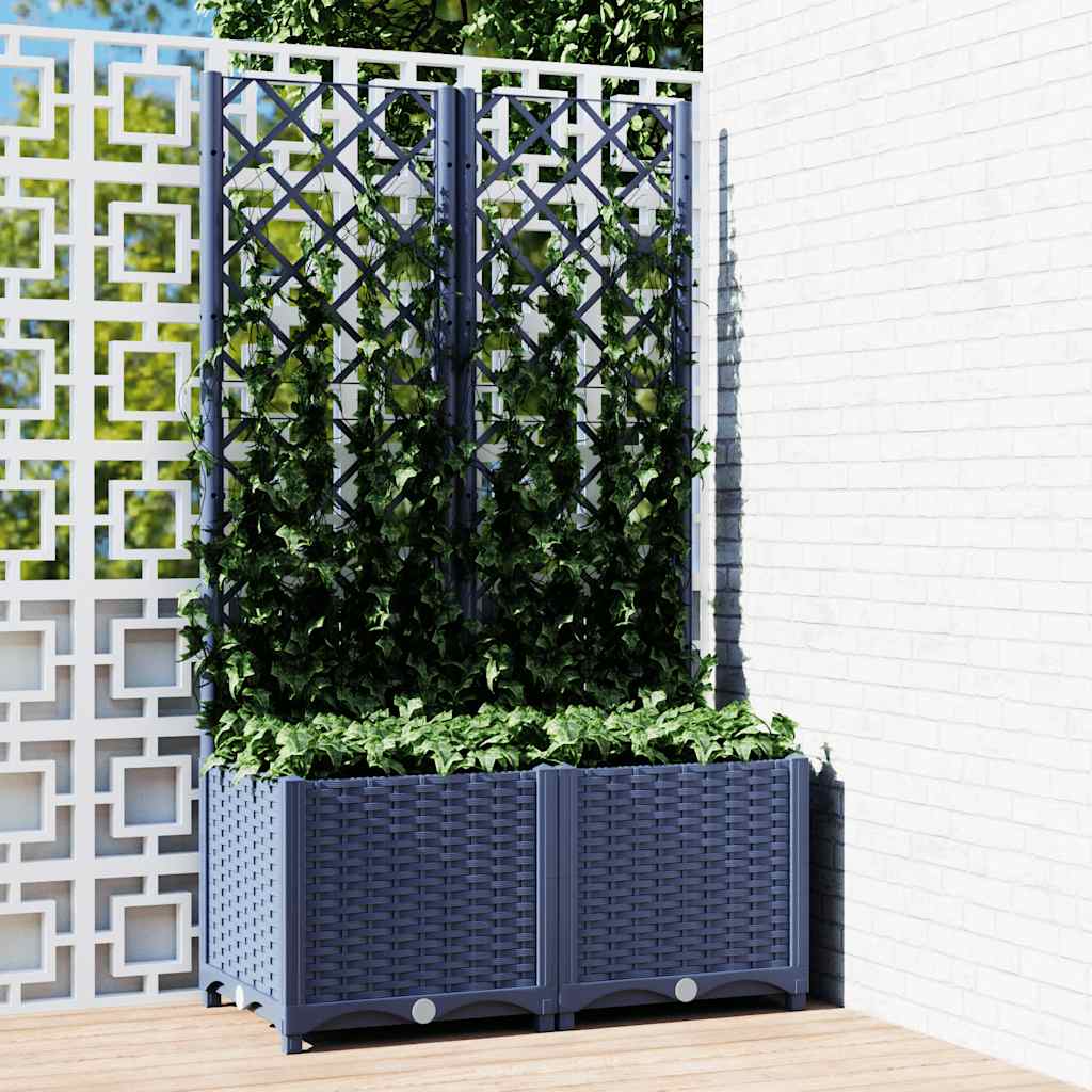 Planteur vidaxl avec slat 80x40x136 cm en polypropène gris foncé