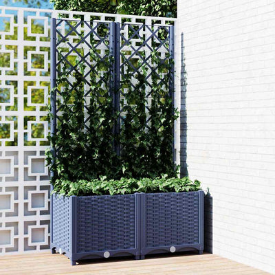 Planteur vidaxl avec slat 80x40x136 cm en polypropène gris foncé