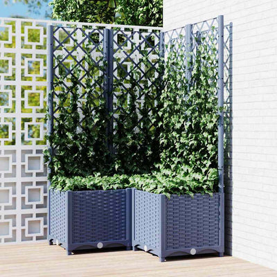 Planteur Vidaxl avec slat 80x80x136 cm en polypropène gris foncé