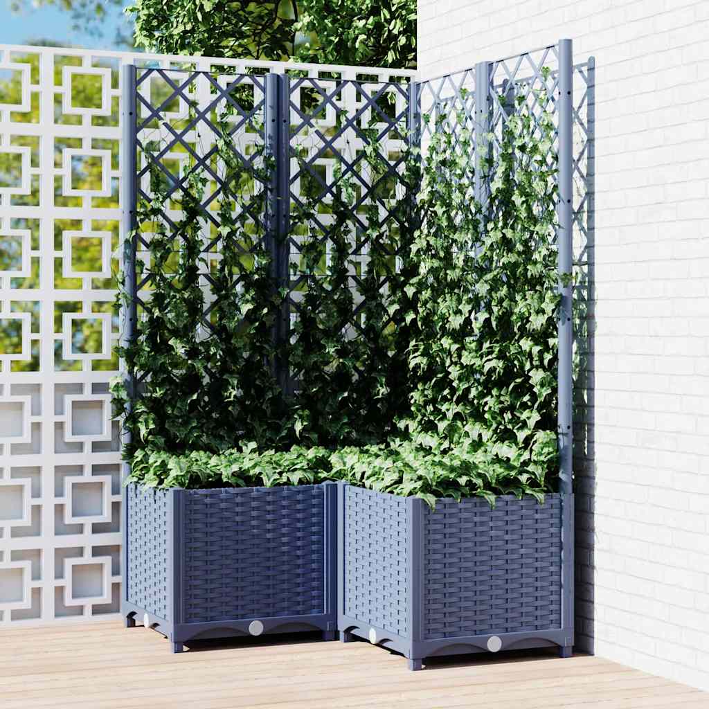 Planteur Vidaxl avec slat 80x80x136 cm en polypropène gris foncé