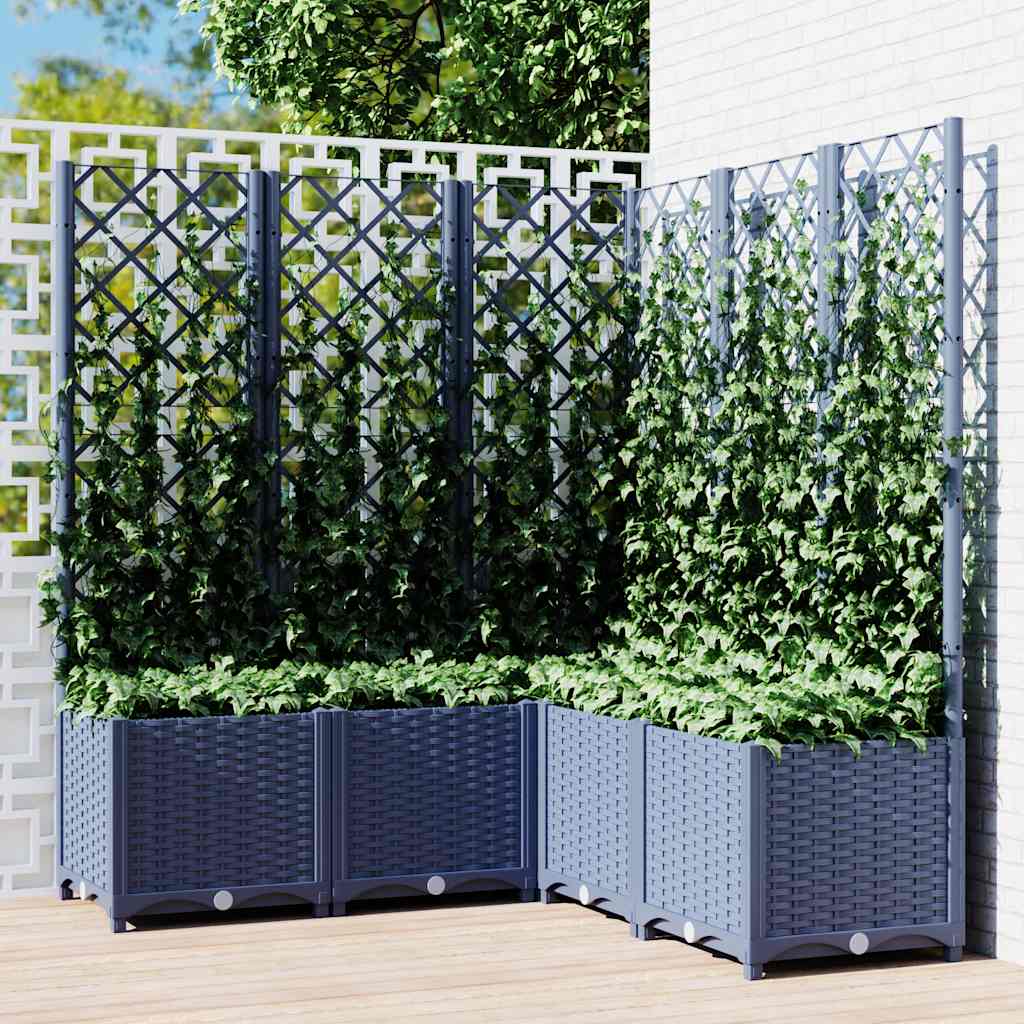 Jardinière Vidaxl avec talons 120x120x136 cm en polypropène gris foncé