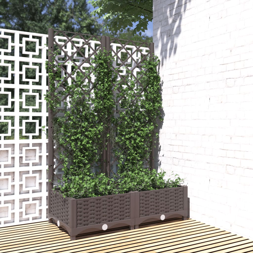 Planteur Vidaxl avec slat 80x40x121,5 cm en brun polypropène