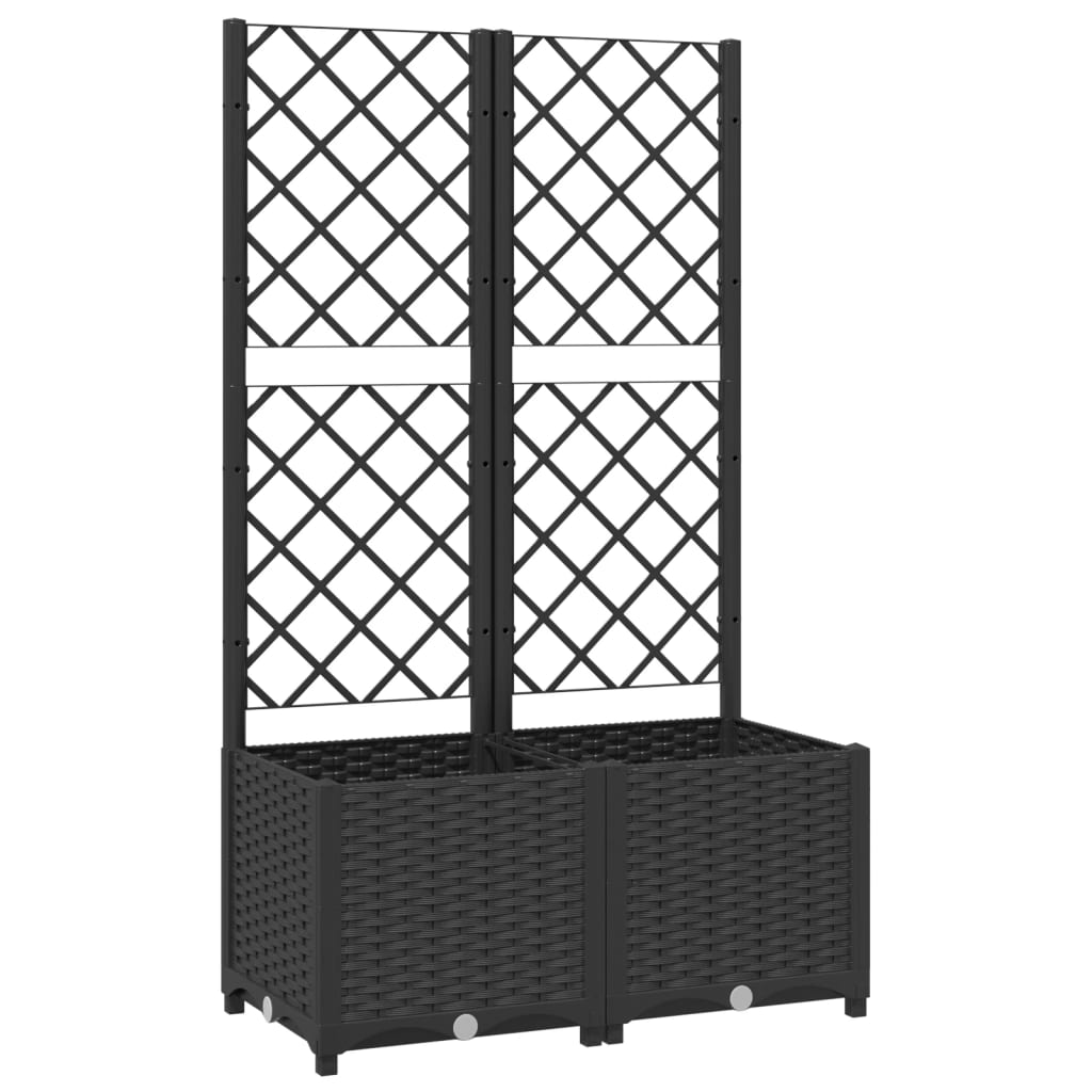 Planteur vidaxl avec slat 80x40x136 cm en polypropène noir