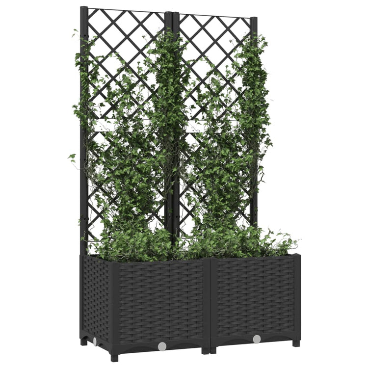 Planteur vidaxl avec slat 80x40x136 cm en polypropène noir