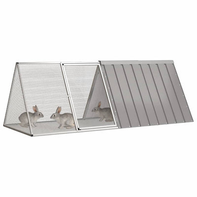 Clapier à lapin Vidaxxl 201,5x80,5x71 cm acier galvanisé gris