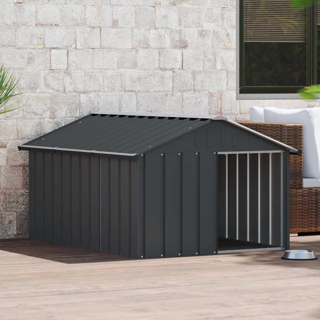 Vidaxl Dog Loft 116.5x153X81.5 cm Couleur d'anthracite en acier galvanisé