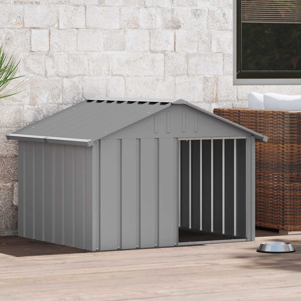 Vidaxl Dog Loft 116.5x103x81.5 cm Gray en acier galvanisé