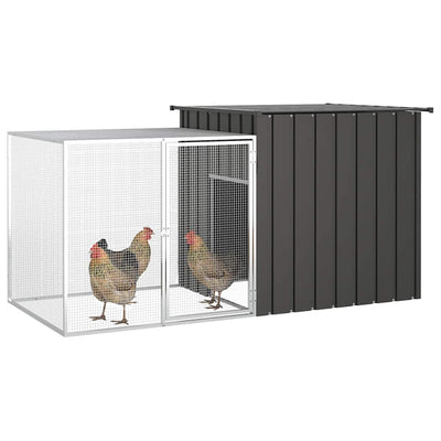Vidaxl Poulet Coop 200x91x100 cm anthracite en acier galvanisé -colore