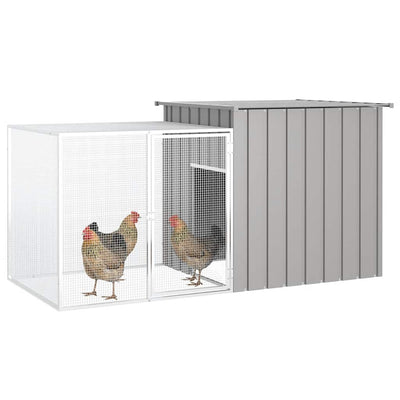 Vidaxl Chicken Coop 200x91x100 cm Gray en acier galvanisé
