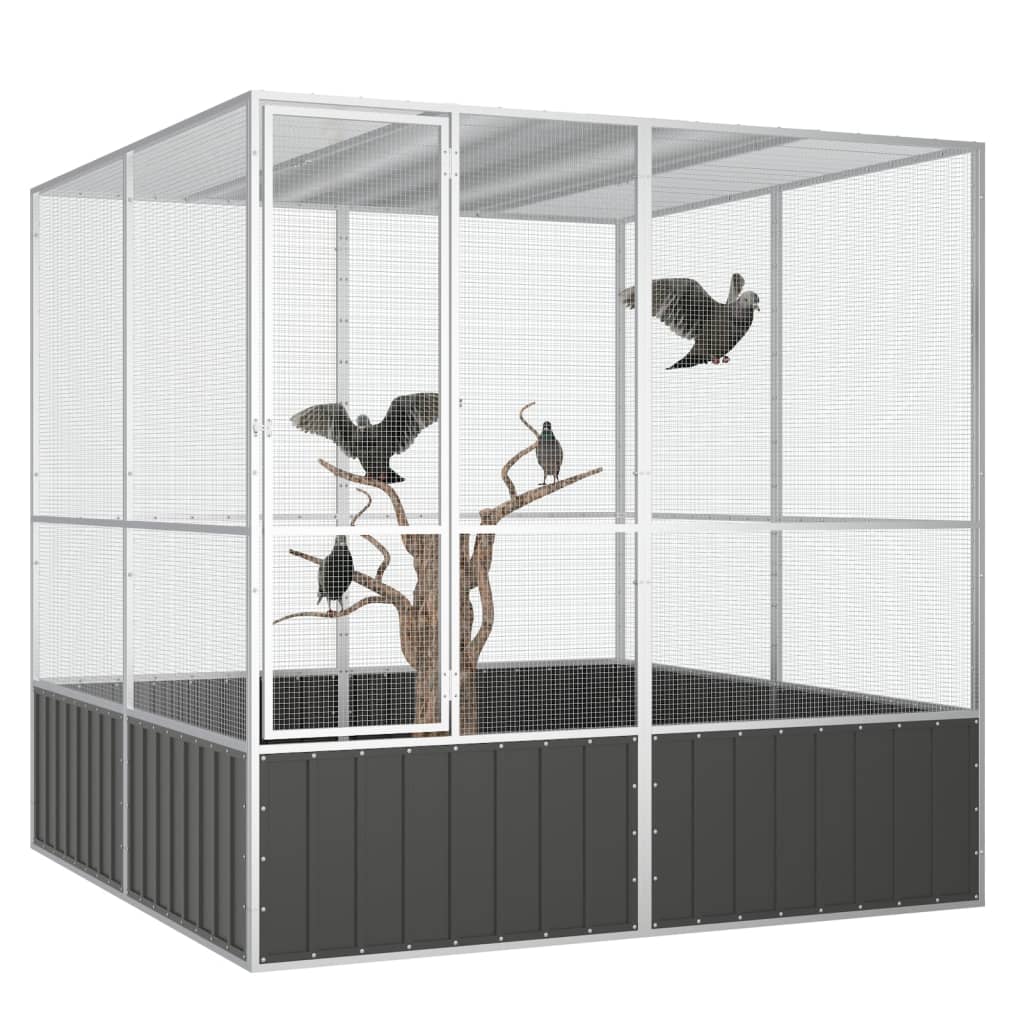 Vidaxl Bird Cage 213.5x217.5x211.5 cm anthracite en acier galvanisé