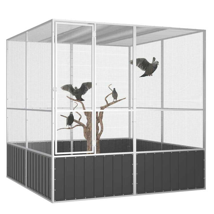 Vidaxl Bird Cage 213.5x217.5x211.5 cm anthracite en acier galvanisé