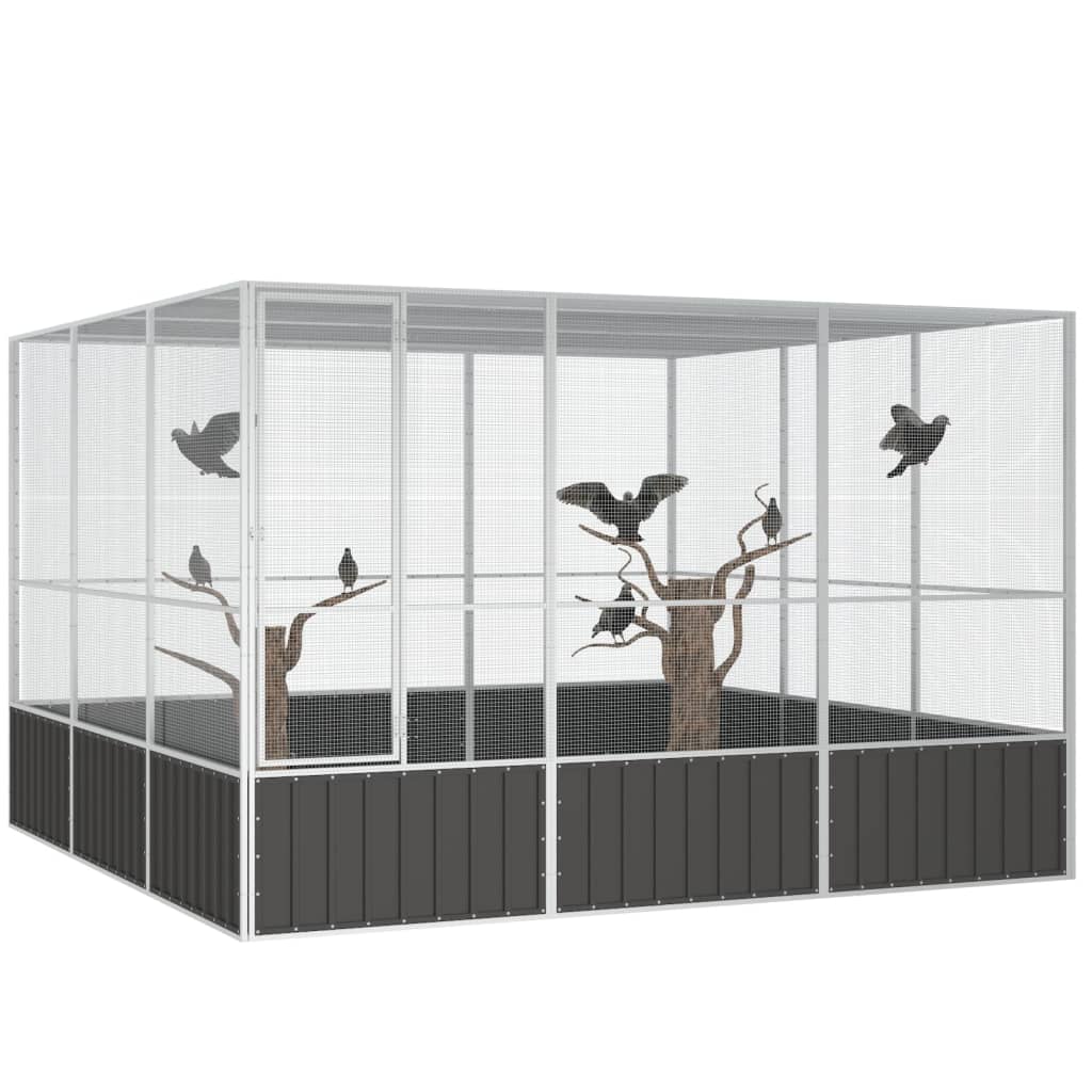 Vidaxl Bird Cage 302.5x324.5x211,5 cm Anthracite en acier galvanisé
