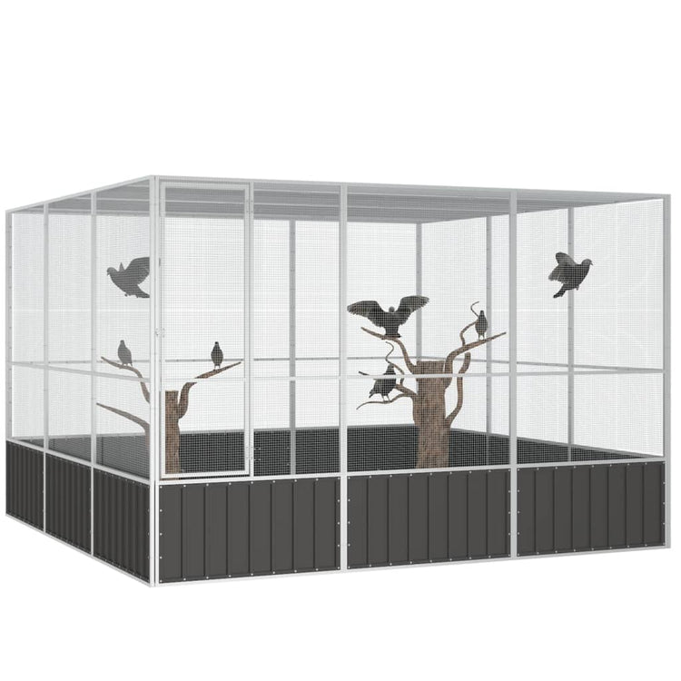 Vidaxl Bird Cage 302.5x324.5x211,5 cm Anthracite en acier galvanisé