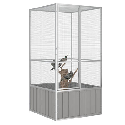Vidaxl Bird Cage 111x107x211,5 cm Gray en acier galvanisé