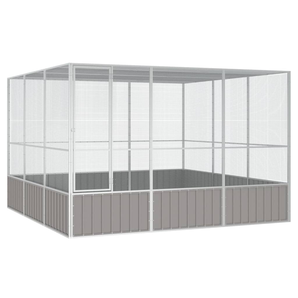 Vidaxl Bird Cage 302.5x324.5x211,5 cm Gray en acier galvanisé