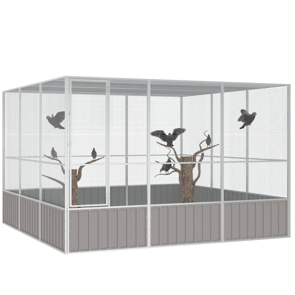 Vidaxl Bird Cage 302.5x324.5x211,5 cm Gray en acier galvanisé