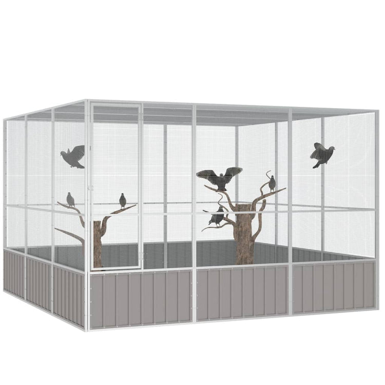 Vidaxl Bird Cage 302.5x324.5x211,5 cm Gray en acier galvanisé