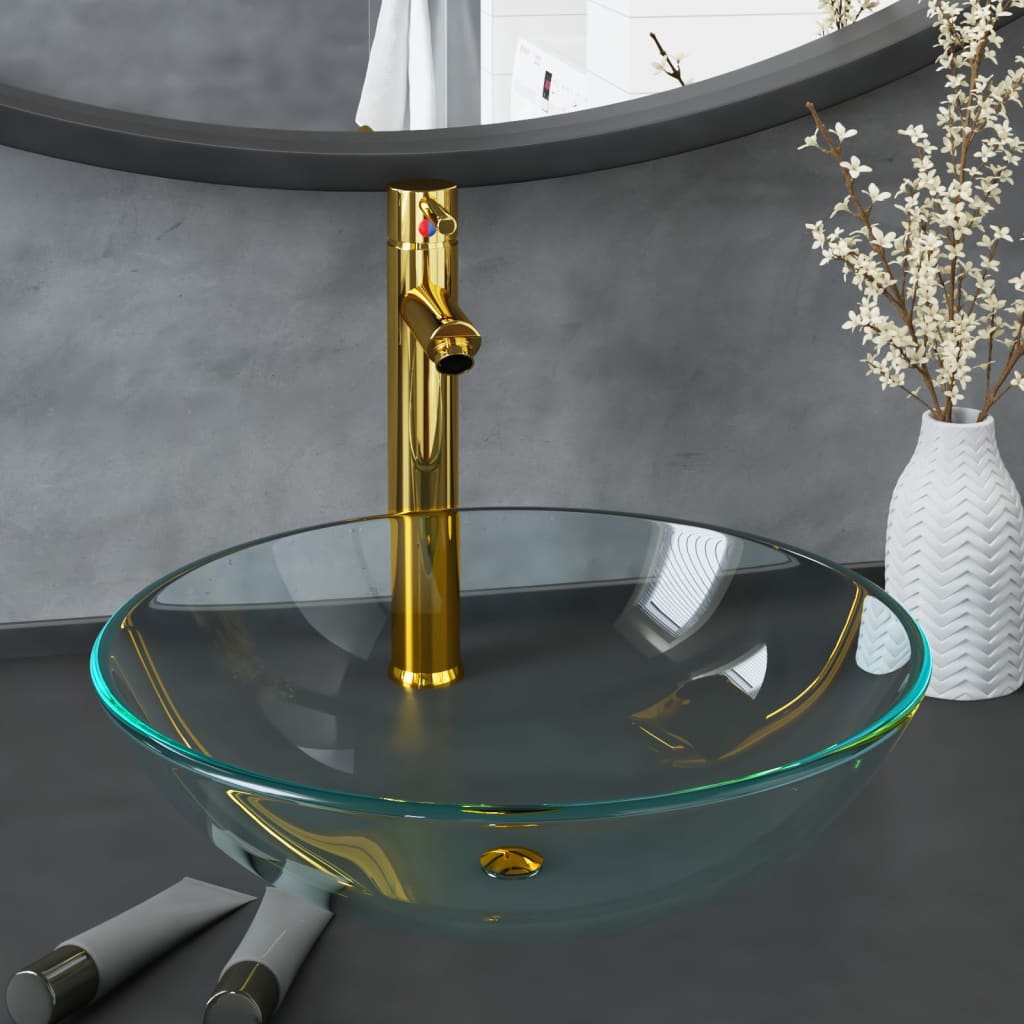 Vidaxl Washingin avec grue et verre de vidange pop-up transparent