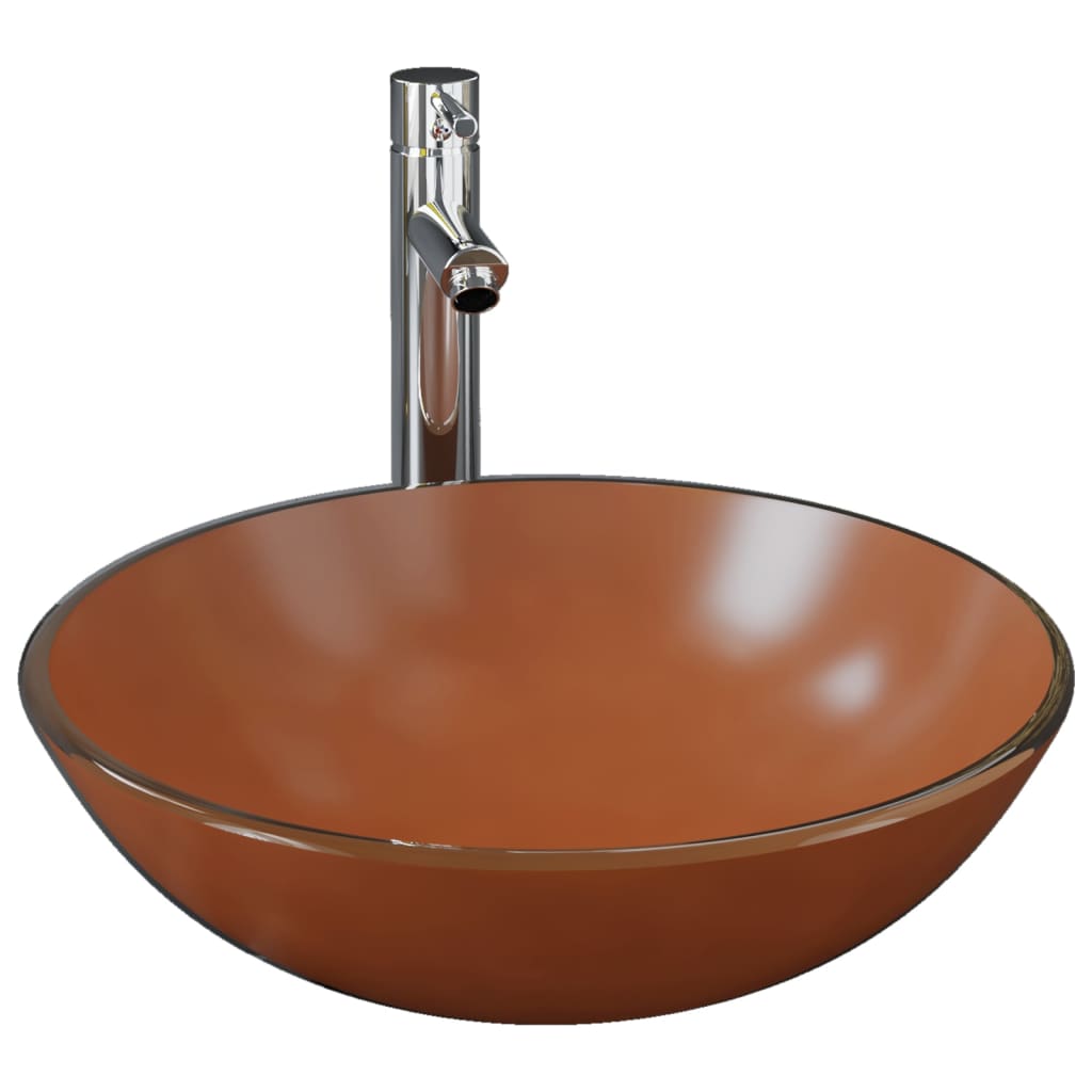 Vidaxl Washingin avec grue et en verre de vidange pop-up marron en verre