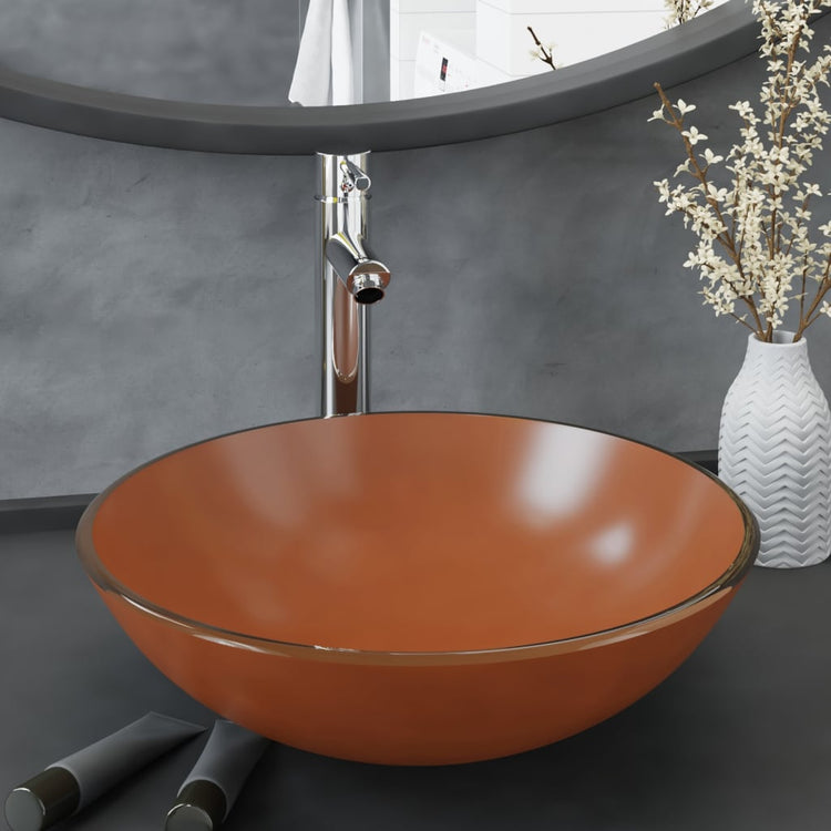 Vidaxl Washingin avec grue et en verre de vidange pop-up marron en verre