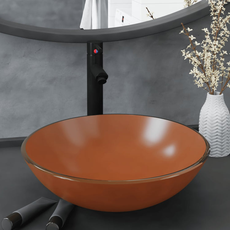 Vidaxl Washingin avec grue et en verre de vidange pop-up marron en verre