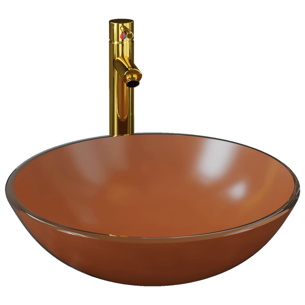 Vidaxl Washingin avec grue et en verre de vidange pop-up marron en verre