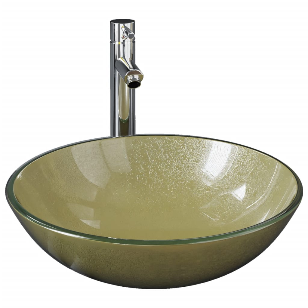 Vidaxl Washingin avec grue et en verre pop-up en verre or de couleur