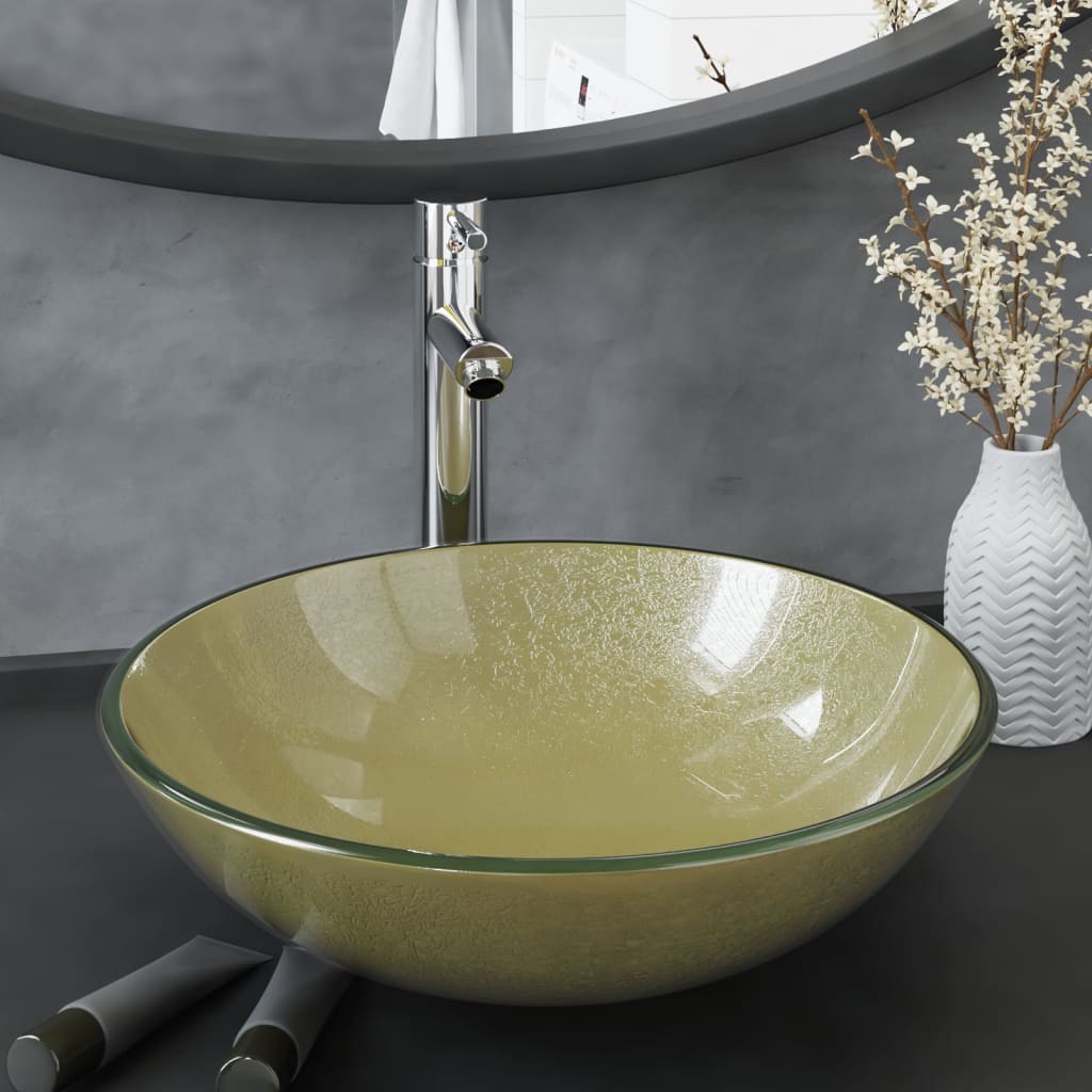 Vidaxl Washingin avec grue et en verre pop-up en verre or de couleur