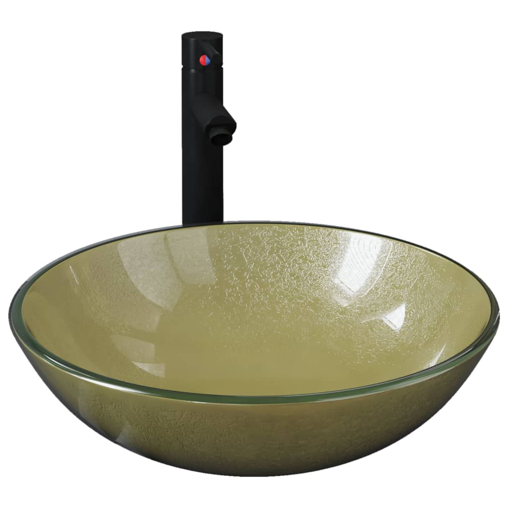 Vidaxl Washingin avec grue et en verre pop-up en verre or de couleur