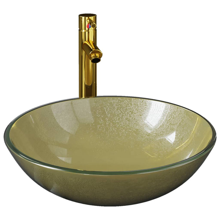 Vidaxl Washingin avec grue et en verre pop-up en verre or de couleur