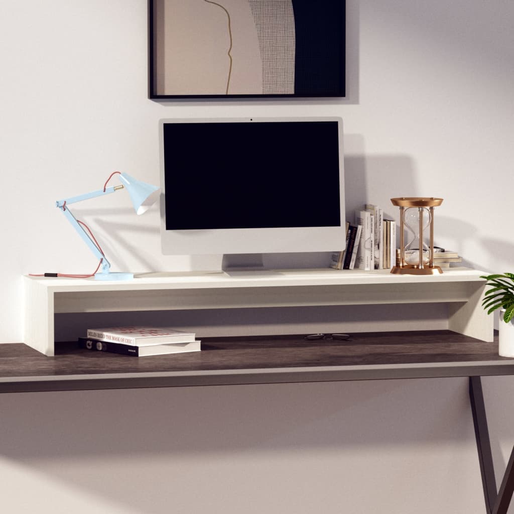 Vidaxx support pour moniteur 100x27x15 cm bois de pin massif blanc