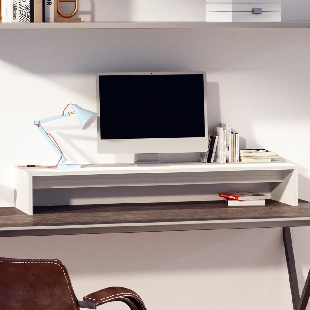 Vidaxx support pour moniteur 100x27x15 cm bois de pin massif blanc