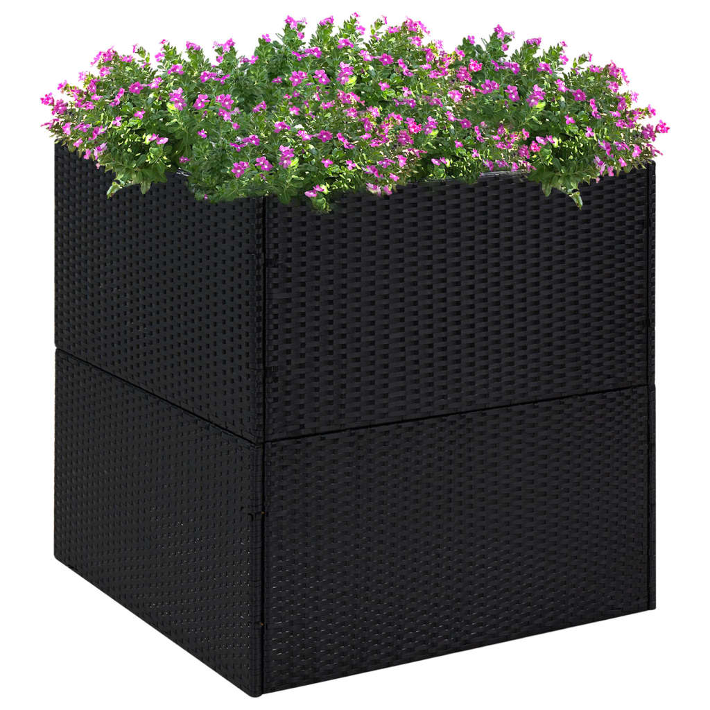 Boîte de planification Vidaxl 80x80x80 cm Poly Rattan Black